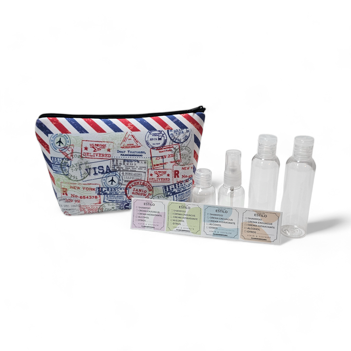 5% OFF - NECESER SIMIL NEOPREN + STICKERS + ATOMIZADOR + FRASCO CH + 2 FRASCOS GRANDES - CARTA